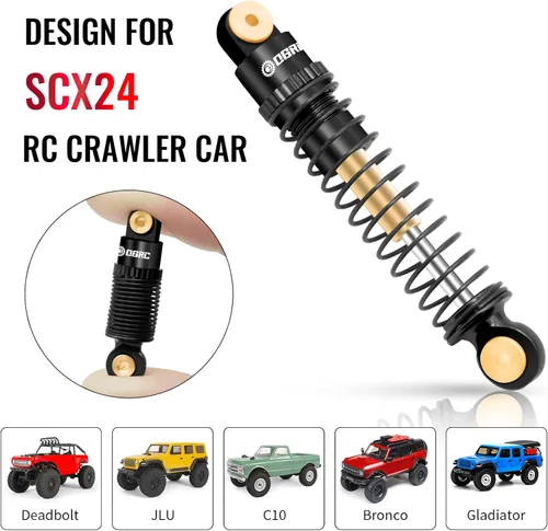Miniatura 3 de OGRC Amortiguadores de Aluminio Delanteros y Traseros Amortiguadores RC para Axial SCX24 C10 JLU Deadbolt Gladiator Bronco Piezas de Mejora (Negro)
