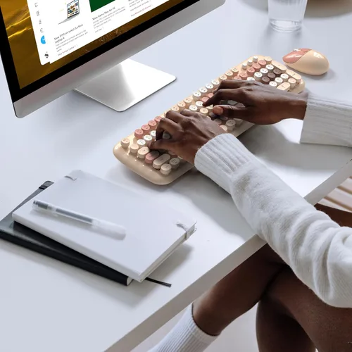 Miniatura 93 de KNOWSQT Combo de teclado y ratón inalámbrico, teclados lindos de tamaño completo estilo máquina de escribir 2.4G azul colorido - receptor USB Plug