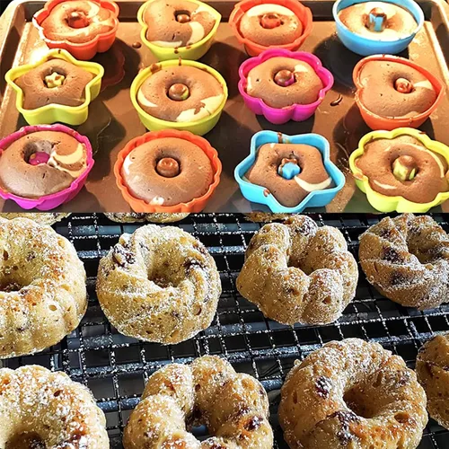 Miniatura 8 de To encounter Paquete de 24 Moldes de Silicona, Antiadherente de 2 3/4 pulgadas Molde para Donas, Tazas de Horneado de Silicona, Bandeja para Donas