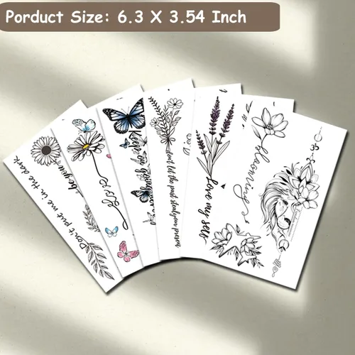 Miniatura 2 de CHARLENT Tatuajes temporales con palabras de flores para mujeres y niñas, de larga duración, impermeables, realistas, negros, sexis, tatuajes