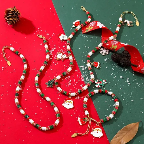 Miniatura 5 de NVWAROCK Pulsera de cuentas de Navidad, chapada en oro de 14 quilates, apilable, de piedra natural, para mujeres y niñas