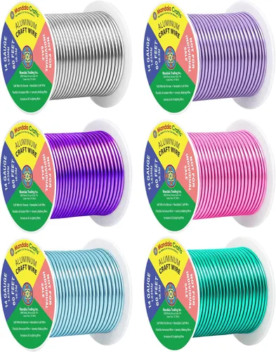 Miniatura 365 de Mandala Crafts - Alambre de aluminio anodizado de 8 calibre para hacer joyas - 9.75 m de alambre flexible negro colorido - Flexible para bonsái