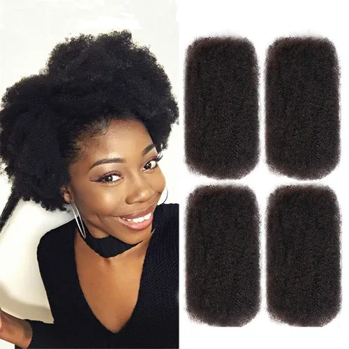 Miniatura 8 de Extensiones de cabello 100% humano afro a granel 100% humano, 3 paquetes de 5.29 oz de cabello rizado afro apretado a granel para hacer/reparar
