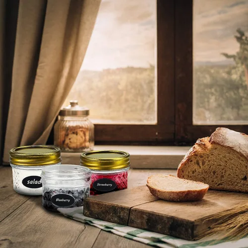 Miniatura 4 de Tarros de vidrio de 4 onzas con tapas y bandas, pequeños frascos de conservas para caviar, hierbas, gelatina, mermeladas, mini tarros de boca ancha