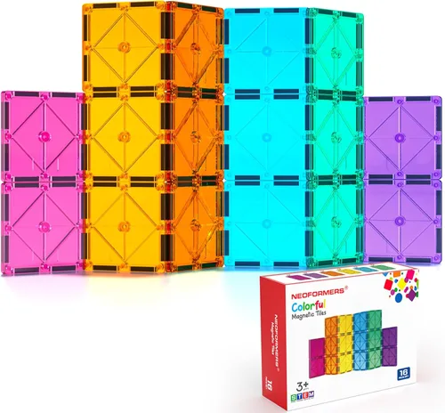 Miniatura 10 de STEM - Juego de 70 piezas de azulejos magnéticos para niños de 3 a 8 años, bloques magnéticos sensoriales Montessori para niños pequeños, kit