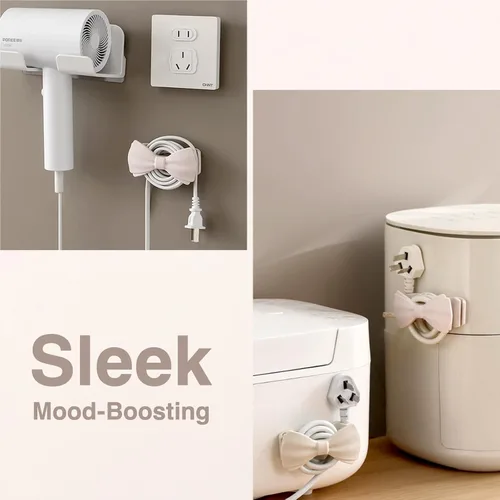 Miniatura 2 de Organizador de cables para electrodomésticos – Paquete de 4 soportes de cordón de lazo rosa, enrollador de cable adhesivo para mezclador de cocina