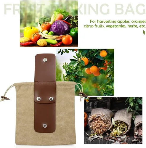 Miniatura 2 de Bolsa de forrajeo de lona encerada de piel sintética, plegable, para exteriores, bolsa de forrajeo para caza de hongos, cinturón de bushcraft, Caqui