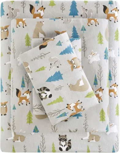 Miniatura 46 de True North by Sleep Philosophy - Sábana de franela acogedora y cálida 100% algodón - Estampado novedoso de animales y estrellas, lindo, ultrasuave