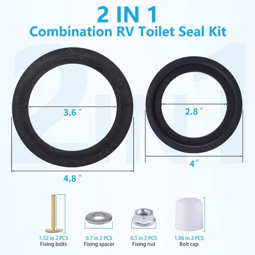 Miniatura 5 de MENNTY sello de inodoro rv con kit de hardware de montaje compatible con inodoros dometic 300 310 320, reemplazo para sello de descarga 385311658