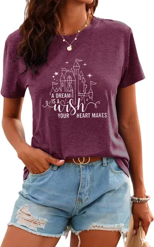 Miniatura 5 de Camiseta mágica para mujer, camiseta de reino mágico con estampado de castillo, camiseta familiar de manga corta, tops casuales de verano