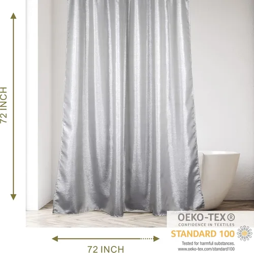 Miniatura 6 de Cortina de ducha brillante gris plateado: juego de cortinas de tela metálica gris claro moderno y elegante para decoración de baño festiva