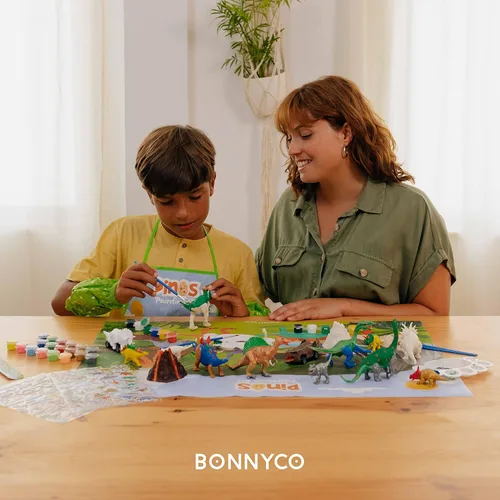Miniatura 8 de BONNYCO Juguetes de dinosaurio para niños, kit de pintura de 16 figuras. Kits de manualidades para niños con juguetes que brillan en la oscuridad