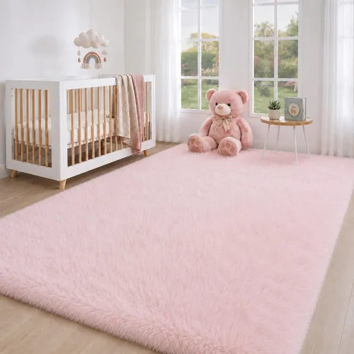 Miniatura 4 de Alfombra mullida de 5 x 8 pies, apta para mascotas, de fácil cuidado, ultra suave, con respaldo antideslizante, moderna alfombra de felpa mullida