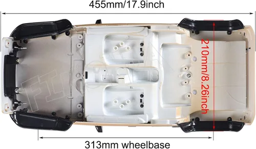 Miniatura 8 de Rc crawler Jeep body 12.323 in Shell 4 puertas Hard Body Shell Kit de carcasa de distancia entre ejes para 1/10 escala rc cuerpo Axial SCX10 90046