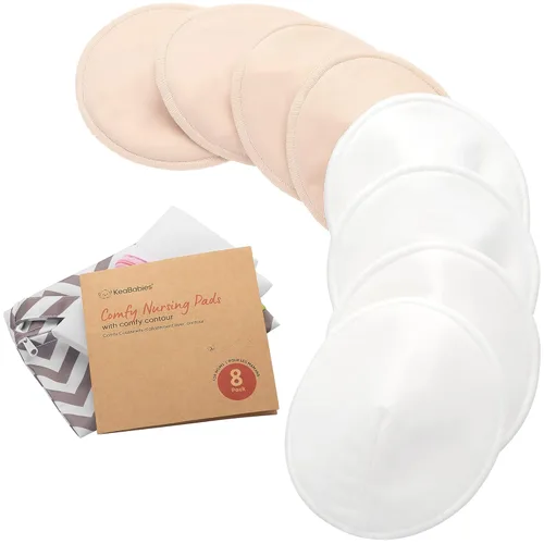 Miniatura 21 de Almohadillas de lactancia de viscosa de bambú orgánico, 8 almohadillas lavables para lactancia materna, bolsa de lavado, reutilizables