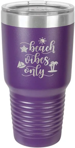 Miniatura 21 de BEACH VIBES ONLY - Vaso negro de 30 onzas con popote y tapa superior deslizante, taza de viaje de acero inoxidable, en comparación con Yeti Rambler