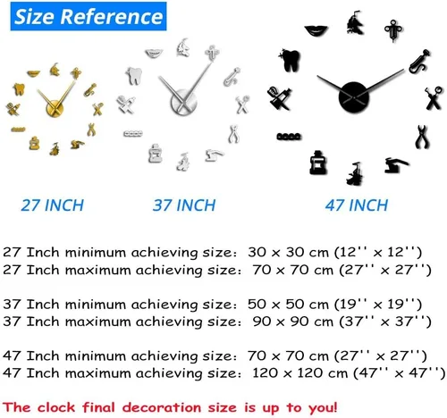 Miniatura 2 de XDG Reloj de pared gigante para dentista y dentista, reloj de pared de gran tamaño, espejo de aguja grande, dentista, decoración de oficina, regalo