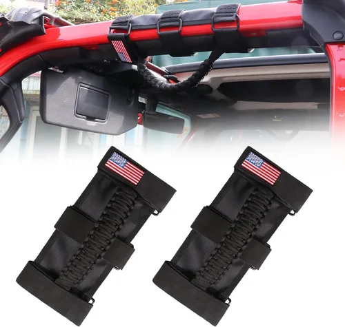 Miniatura 8 de 2 asas de agarre para barra antivuelco, mango de agarre de paracaídas para Jeep Wrangler YJ TJ JK JL y Gladiator JT 1955-2024 UTV ATV, apto