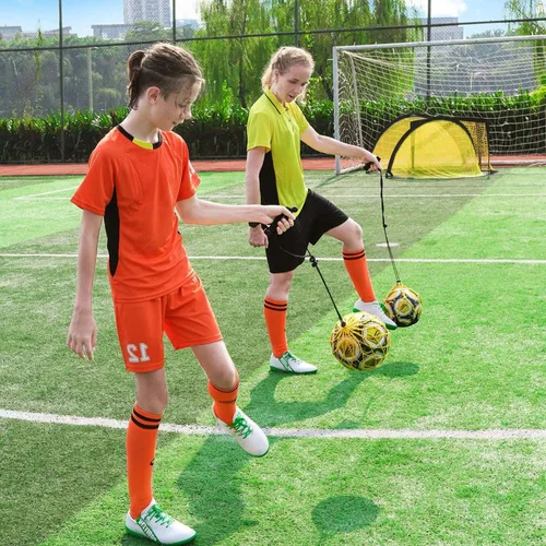 Miniatura 2 de PodiuMax Entrenador de Patadas de Fútbol Individual con Mango con Nuevo Diseño de Red con Bloqueo de Balón, Red Elástica Bungee de Entrenamiento