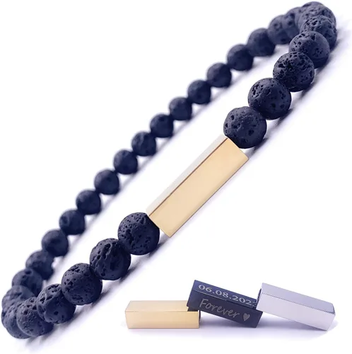 Miniatura 10 de Pulseras de cuentas personalizadas, Pulsera de piedras preciosas de 0.236 in, Pulsera grabada con láser, Pulsera de piedra natural, Pulseras unisex