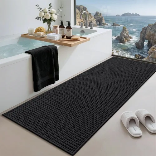 Miniatura 18 de Color&Geometry Tapete de baño con parte trasera de goma de 24 x 16 pulgadas, antideslizante, lavable a máquina, alfombra bohemia de felpilla suave