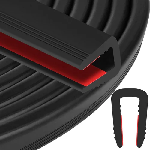 Miniatura 8 de ToLanbbt Canal en U de borde de goma, protector de borde de chapa autoadhesiva de 1/2 pulgada, tira de sellado EPDM para puertas de automóvil