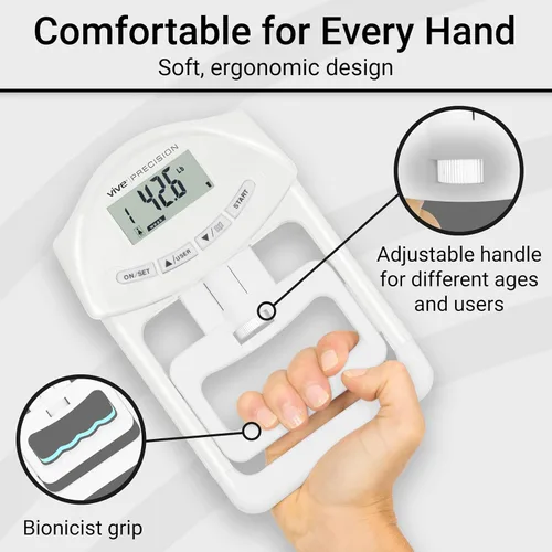 Miniatura 4 de Vive Precision Probador de fuerza de agarre, dinamómetro de agarre de mano, medidor de medición de agarre digital de mano, entrenador