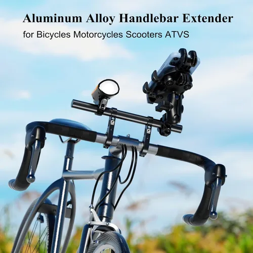 Miniatura 2 de BRCOVAN Extensor de Manillar de Aleación de Aluminio con Barra Transversal de 11.81 Pulgadas y Base de Montaje de Doble Abrazadera Compatible
