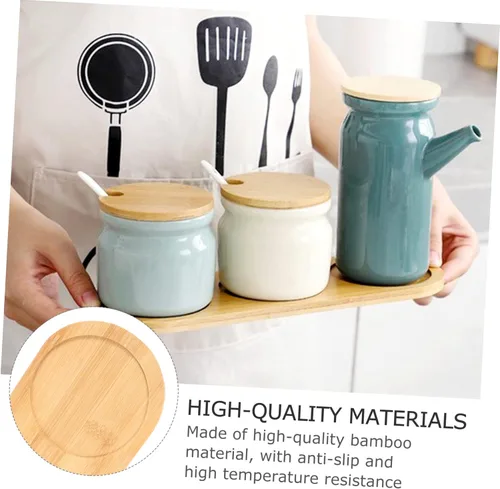 Miniatura 6 de TIDTALEO Portavasos de bambú para condimentos, bandejas de madera, bandejas para mesa de café Comida, bandeja de madera, bandeja de madera, base