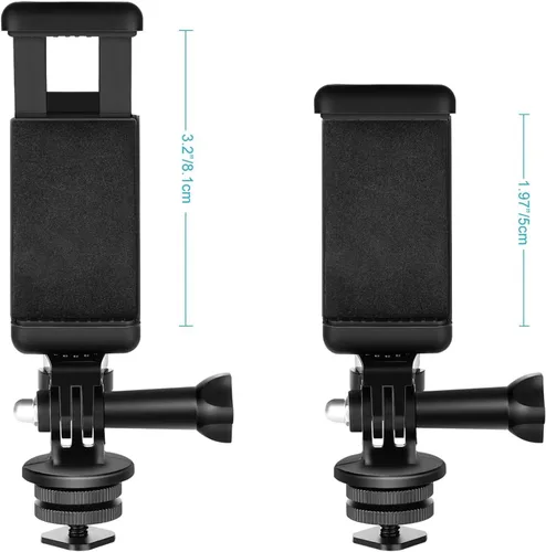 Miniatura 4 de NEEWER Soporte para teléfono/adaptador de montaje de zapata caliente, soporte de cámara de acción compatible con GoPro Hero 12 11 10 9 8 7 6 5 DJI