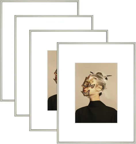 Miniatura 33 de 9x12 Picture Frame Set of 4, Matted Black Simple Modern Brushed Thin Aluminum Metal Photo Frame Fits 6x8 with Mat or 9 x 12 without Mat Vertical and