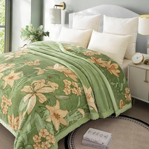 Miniatura 25 de Manta de visón coreano de 55"×75", sedosa, suave y cálida - Manta de cama Raschel reversible de 2 capas para cama individual. (150x200cm-2.5kg).