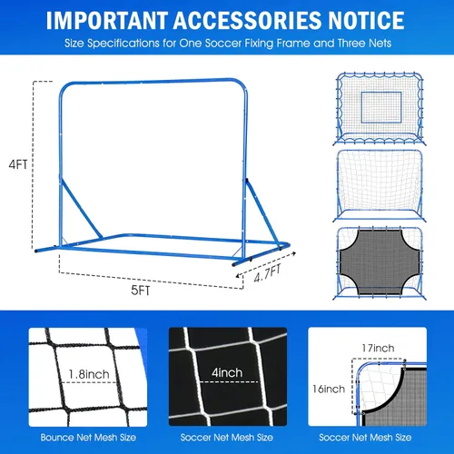 Miniatura 3 de Soccer Baseball Rebounder Net, Soccer Goal Net, Volleyball Softball Rebound Pitchback Net Quick-Switch Angle Training for Control, Passing Practice