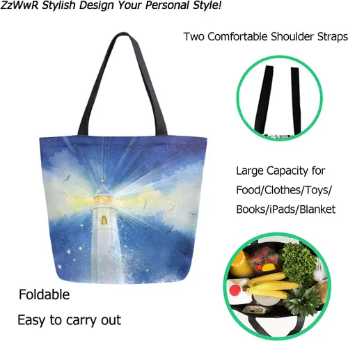 Miniatura 2 de ZzWwR Elegante bolso de hombro extra grande con patrón de estilo de moda para playa, viajes, fin de semana, gimnasio, compras de comestibles
