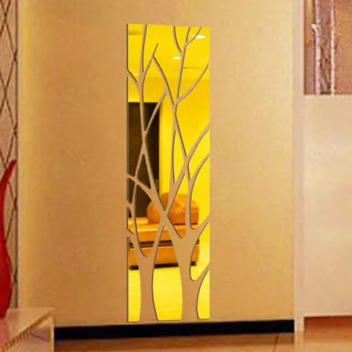 Miniatura 2 de Adhesivos de pared de espejo acrílico 3D, ramas de árbol, calcomanías de espejo acrílicas extraíbles autoadhesivas para pared, calcomanías