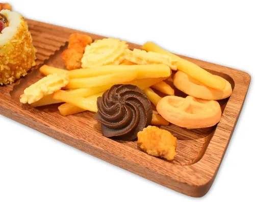 Miniatura 5 de Linwnil Bandeja rectangular de madera para servir de 14.2 x 4.7 pulgadas, diseño ondulado, para decoración del hogar y entretenimiento, perfecta