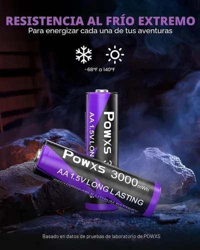 Miniatura 3 de POWXS Baterías AA Recargables con Cargador USB-C, Paquete de 8 Baterías AA de Litio de 3000mWh, Cargador Rápido de Puerto Dual para Cámaras Blink