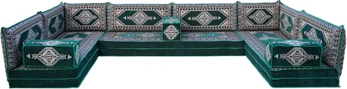 Miniatura 68 de arabicsofa Cojines de piso árabe en forma de U – Sofá tradicional Majlis con sofá otomano