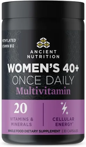 Ancient Nutrition Multivitamínico para mujeres, Ancient Multi Women's 40+ Suplemento vitamínico una vez al día, vitamina B, vitamina C y vitamina