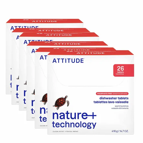 Miniatura 10 de Pastillas para Lavavajillas ATTITUDE, Fórmula Efectiva a Base de Plantas y Minerales Soluble en Agua, Libre de Fosfatos, Vegana y Sin Crueldad, Sin