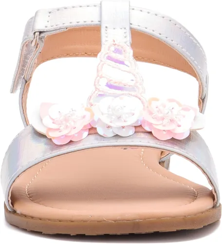 Miniatura 4 de Olivia Miller Zapatos para niños, Majestic Strappy brillante plata niñas sandalias de diapositivas planas