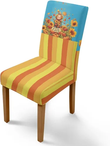 Miniatura 58 de Rnyleeg Thanksgiving Chair Covers for Living Room No Arms Turkey Pumpkin Stretch Dining Chair Covers Set of 6 Soft Washable Kitchen Chair Protector