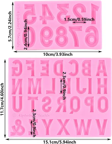 Miniatura 2 de ZiXiang Moldes de silicona para números, letras mayúsculas del alfabeto, moldes de chocolate para decoración de pasteles de azúcar, decoración