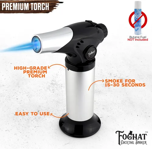 Miniatura 4 de Foghat Cocktail Smoker Kit de virutas de madera de roble de barril de bourbon y soplete para ahumar (sin butano) - Infundir cócteles, whisky, queso