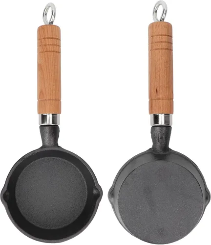 Mini sartén de huevos, 2 piezas, hierro fundido para un solo huevo, sartén antiadherente para tortillas, sartén pequeña para huevos de 3.9 pulgadas