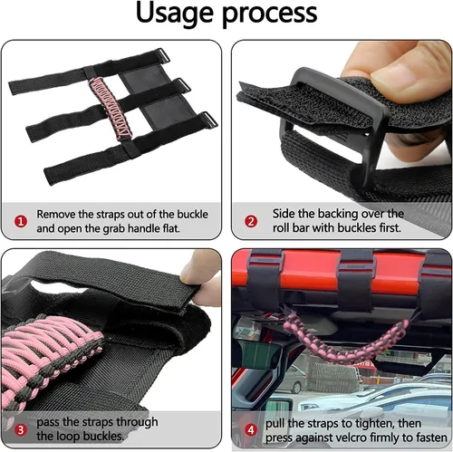 Miniatura 3 de 4 asas de agarre de barra antivuelco compatibles con Jeep Wrangler JLU JK JKU TJ YJ LJ JT JL y Gladiator JT 1987-2021 UTV y ATV, se adapta a barras