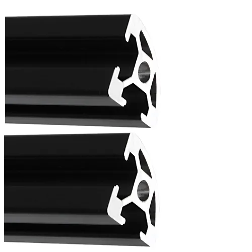 2 piezas 2020 de aluminio de extrusión de arco de ángulo redondo 27.559 in de largo, color negro, tipo T