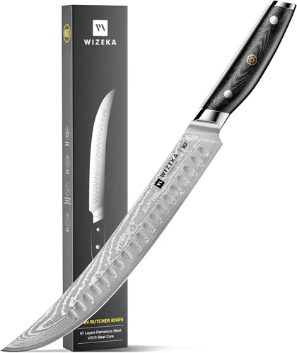 Miniatura 7 de WIZEKA Juego de cuchillos de chef de Damasco: 3 piezas, cuchillos de cocina súper afilados: hechos de acero japonés VG10: juego de cuchillos de chef