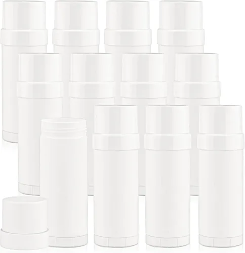Recipientes de desodorante blanco de 2.0 fl oz/2 oz botella de llenado de plástico para desodorante recargable en barra para crayón bálsamo labial