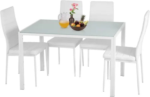 Miniatura 8 de NChanmar Juego de mesa de comedor para 4 muebles, juego de comedor de 5 piezas, mesa de cocina moderna con sillas tapizadas de piel sintética y mesa